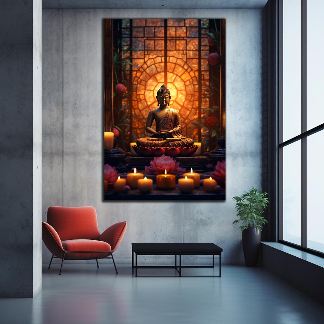 Buddha Wall Decor, Tempered Glass Wall Art,glass Printing,large Wall ...