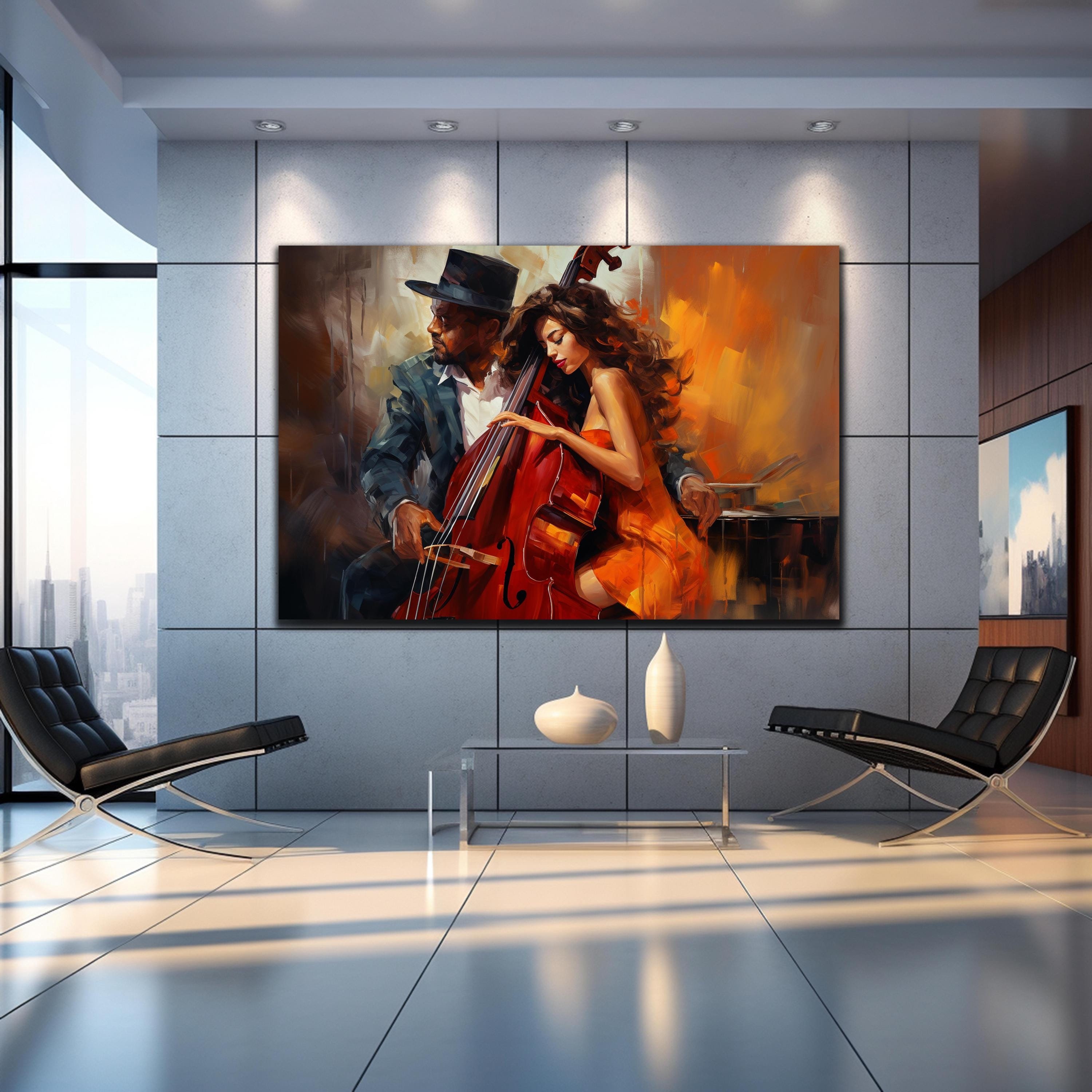 音楽ウォールアート、ジャズウォールアート、強化ガラスウォールアート