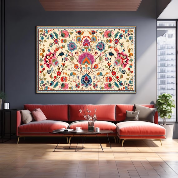 Tile Wall Art, Turkish Wall Art, Ottoman Wall Art, Turkish Pattern, Tempered Glass Wall Art, Glass Printing, Large Wall Art, Tile Wall Decor