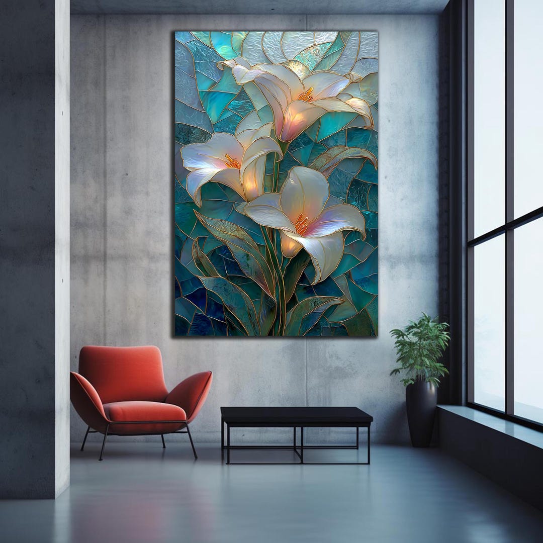 Lily Flower Wall Art, Tempered Glass Wall Art, Glass Printing