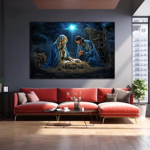 Christmas Nativity Wall Art, Tempered Glass Wall Art, Holy Family Wall ...