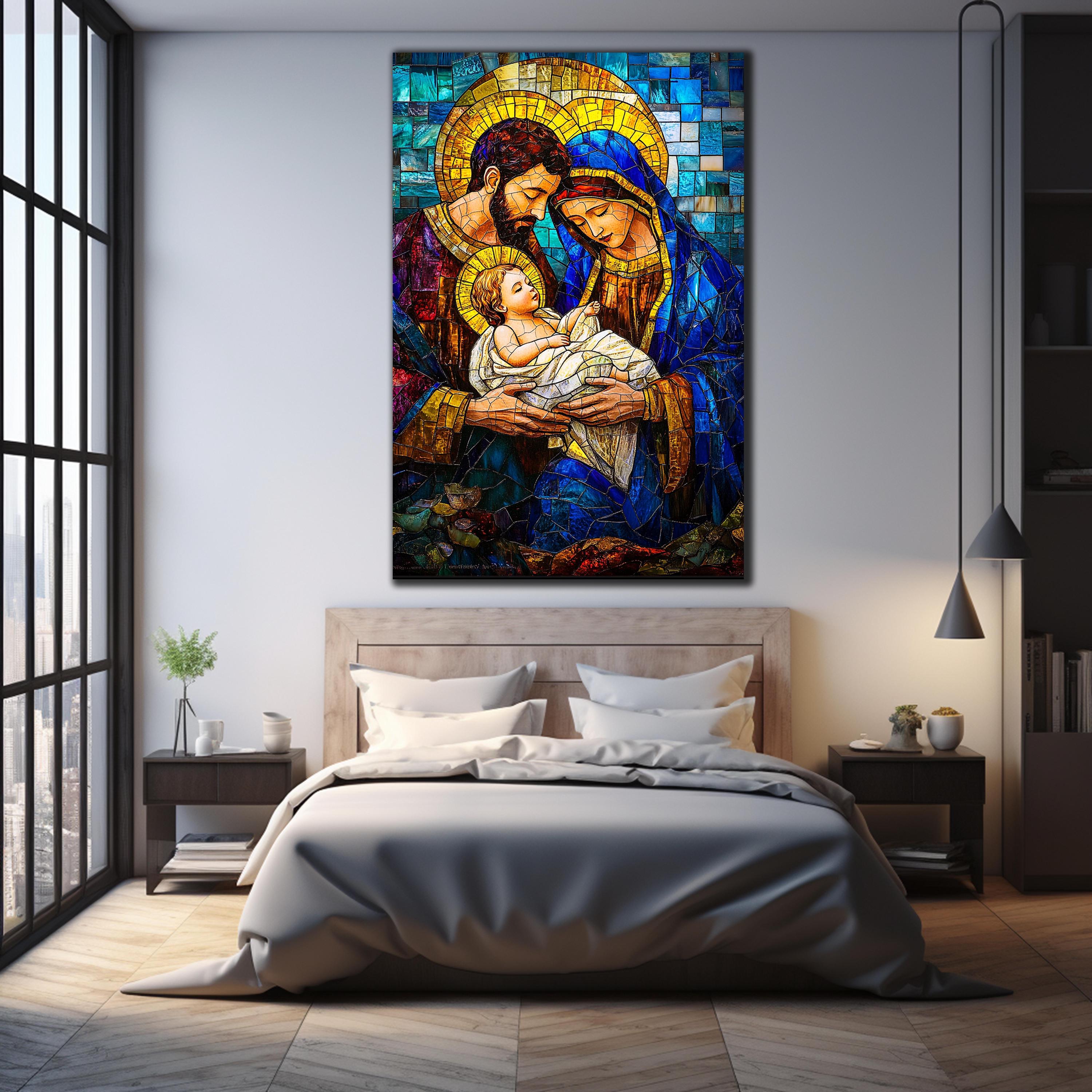 Christmas Nativity Wall Art, Tempered Glass Wall Art, Holy Family Wall ...