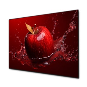 Red Apple Tempered Glass Wall Art, Glass Printing, Large Wall Art, Wall Hangings,Vivid Colors,Photo on Glass,Glass Picture, Glass Wall Decor