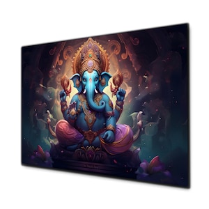Ganesh Tempered Glass Wall Art, Ganesh Wall Art, Glass Printing, Glass Large Wall Art, Hindu Wall Decor, Ganesh Painting, Ganesh Wall Decor