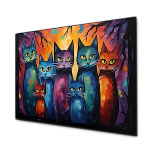 Tempered Glass Wall Art, Cats Wall Art, Glass Printing, Glass Large Wall Art, Wall Hangings, Cute Cats Prints, Cat Lover Gift,Cat Wall Decor
