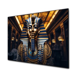 Tutankhamun Wall Art, Egyptian Wall Art, Tempered Glass Wall Art, Glass Printing, Glass Large Wall Art, Egyptian Decor, Egyptian Pharaoh
