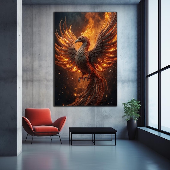 Tempered Glass Wall Art,Phoenix Wall Art, Phoenix Bird,Fantasy Glass Art,Glass Printing,Large Wall Art,Phoenix Wall Decor,Stained Glass Bird
