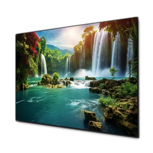 Waterfall Wall Art, Tempered Glass Wall Art, Glass Printing, Large Glass Wall Art, Modern Glass Art, Wall Hangings, Landscape Wall Art