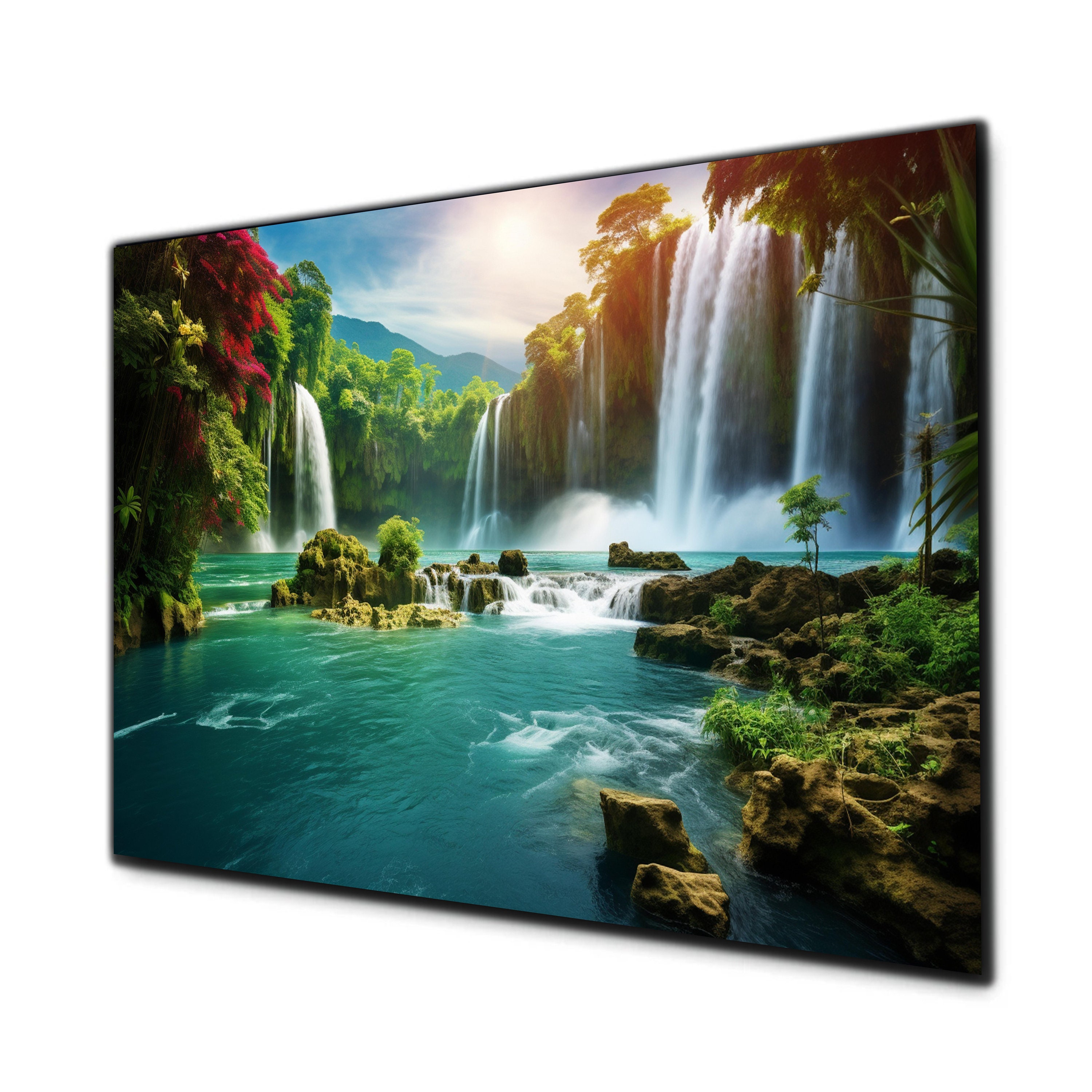 Waterfall Wall Art, Tempered Glass Wall Art, Glass Printing, Large Glass Wall Art, Modern Glass Art, Wall Hangings, Landscape Wall Art