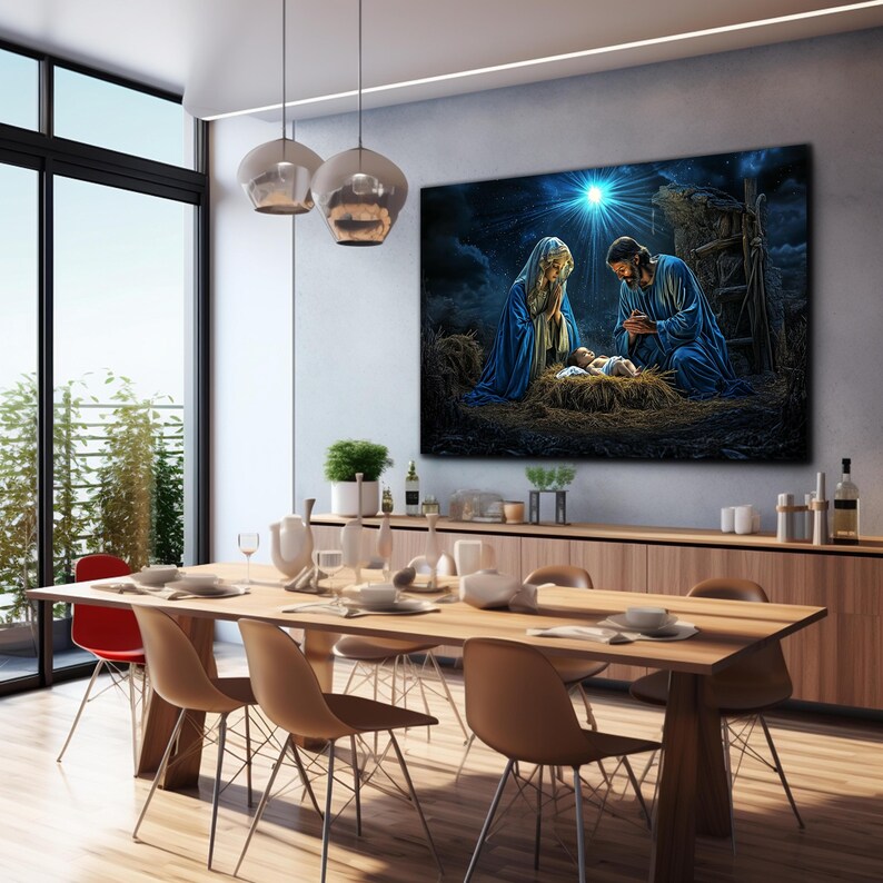 Christmas Nativity Wall Art, Tempered Glass Wall Art, Holy Family Wall ...