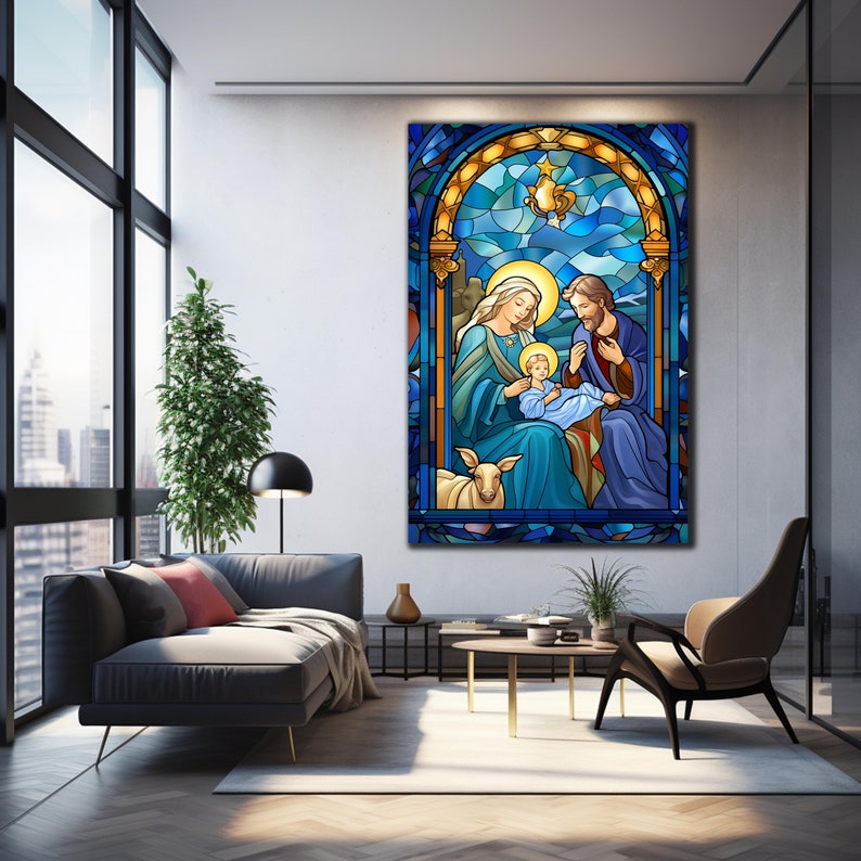 Christmas Nativity Wall Art, Tempered Glass Wall Art, Holy Family Wall ...