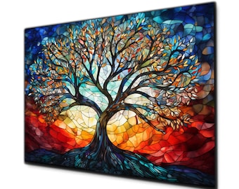 Yggdrasil Celtic Tree of Life Wall Art, Tree of Life Glass Wall Art, Tree of Life Painting, Tempered Glass Wall Art, Stained Glass Print