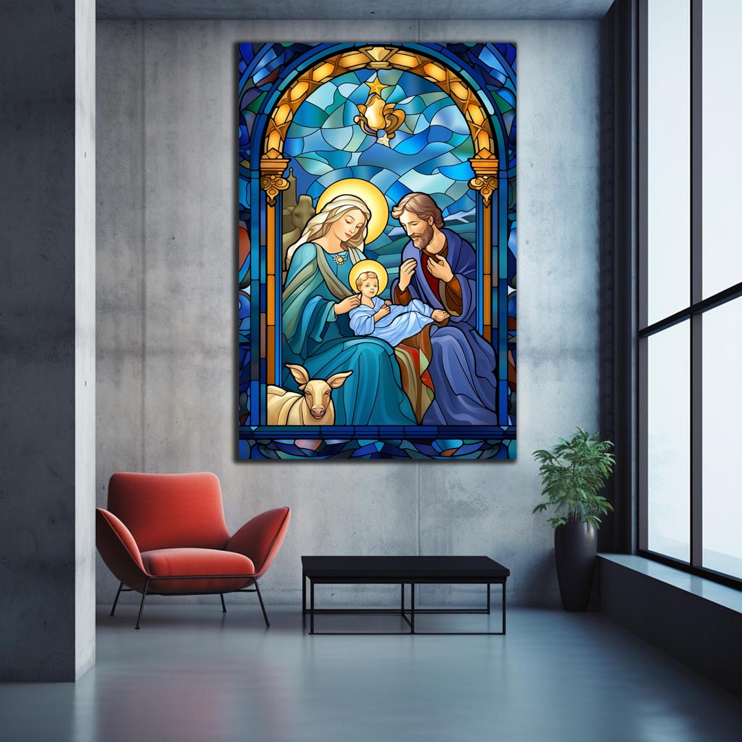 Christmas Nativity Wall Art, Tempered Glass Wall Art, Holy Family Wall ...
