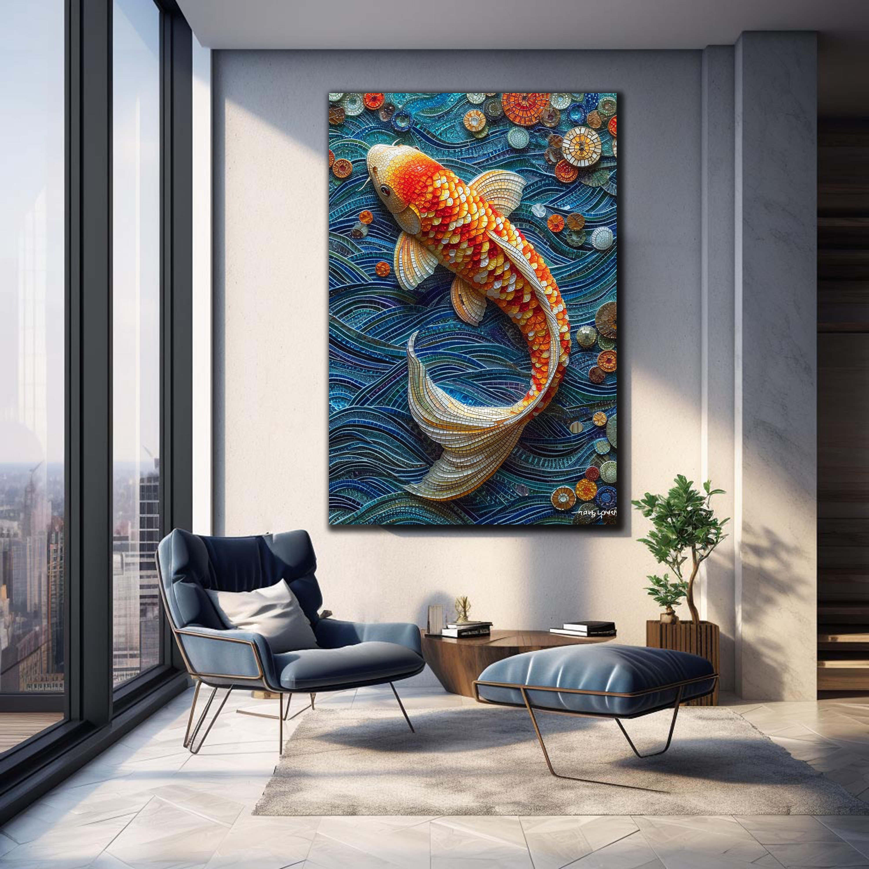 Koi Fish Art Stunning Koi Fish Tempered Glass Wall Art 60x40 Inches ...