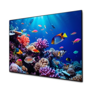 Aquarium Wall Decor, Tempered Glass Under Sea Wall Art, Glass Printing, Glass Large Wall Art, Ocean Glass, Fish Wall Art, Under Sea Wall Art