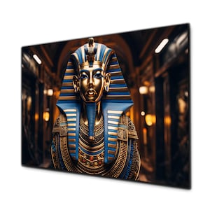 Tutankhamun Wall Art, Egyptian Wall Art, Tempered Glass Wall Art, Glass Printing, Glass Large Wall Art, Egyptian Decor, Egyptian Pharaoh
