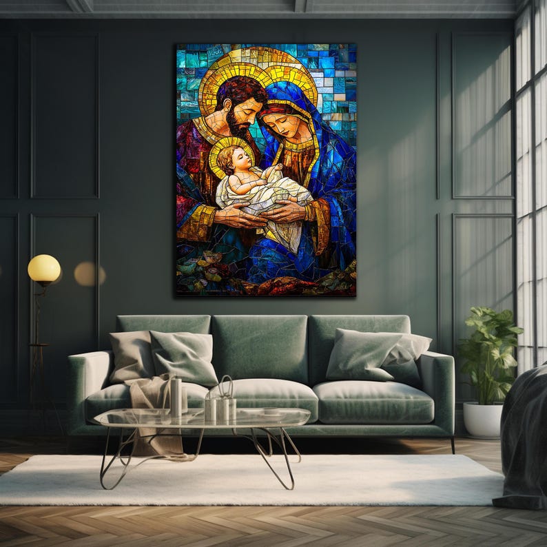 Christmas Nativity Wall Art, Tempered Glass Wall Art, Holy Family Wall ...
