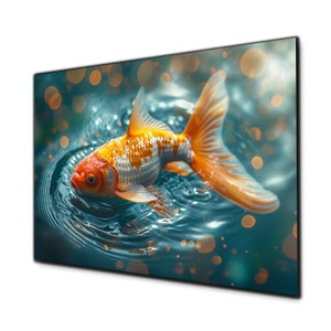 Koi Fish Wall Decor, Tempered Glass Wall Art, Glass Printing,  Glass Large Wall Art, Koi Fish Wall Art, Japanese Koi Fish,Panoramic Wall Art