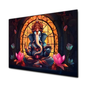 Ganesh Tempered Glass Wall Art, Ganesh Wall Art, Glass Printing, Glass Large Wall Art, Hindu Wall Decor, Ganesh Painting, Ganesh Wall Decor