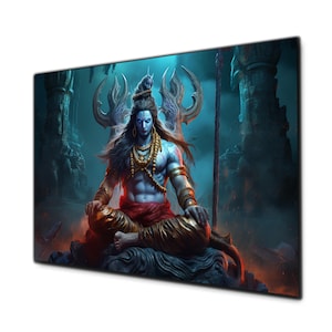 Shiva Wall Art, Tempered Glass Wall Art, Glass Printing, Large Glass Wall Art,Wall Hangings,Hindu Wall Art, Hindu God Decor,Shiva Wall Decor