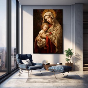 Virgin Mary Wall Art,Tempered Glass Wall Art, Glass Printing, Large Wall Art, Virgin Mary Print,Custom Stained Glass, Mother Mary Wall Art image 4