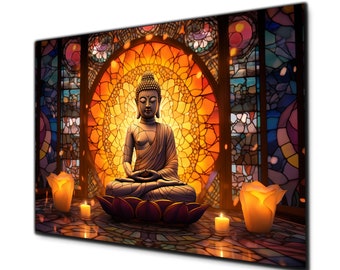 Tempered Glass Wall Art, Buddha Wall Art, Buddha Wall Decor,Buddha Wall PaintingGlass Printing,Large Wall Art,Indian Wall Art,Hindu Wall Art