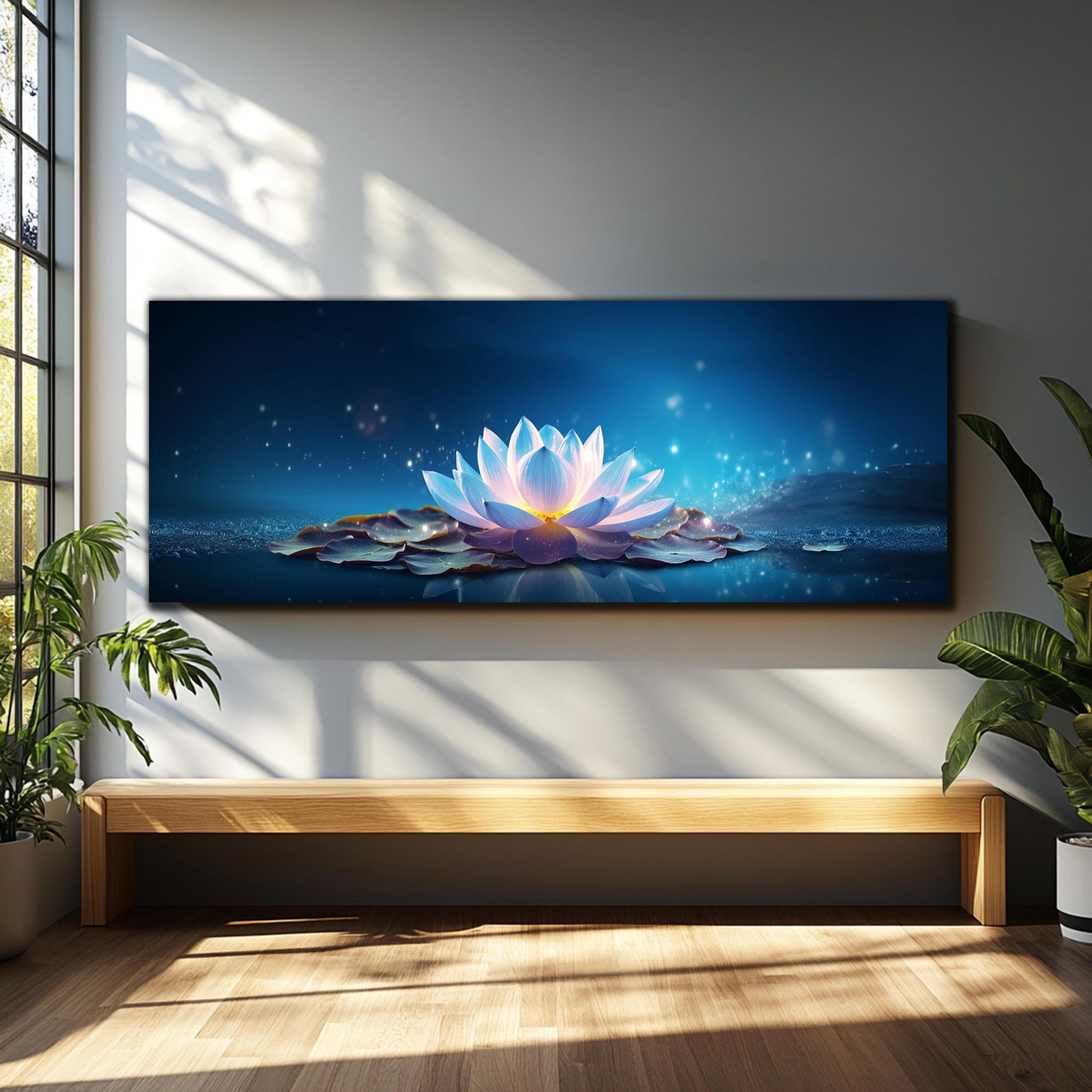 Lotus Flower Wall Art, Tempered Glass Wall Art, Panoramic Wall Art ...