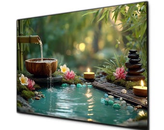 Zen Bamboo Glass Wall Art, Spa Wall Art, Tempered Glass Wall Art, Glass Printing, Large Wall Glass Art, Spa Wall Decor, Zen Stone Wall Art
