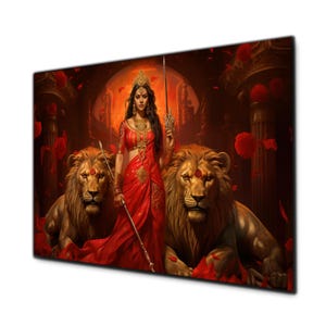 Durga Wall Art, Hindu Wall Decor,Indian Wall Art,Hindu Wall Art,Durga Painting,Tempered Glass Wall Art, Glass Printing, Large Glass Wall Art