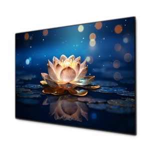 Tempered Glass Wall Art, Lotus Flower Wall Art, Glass Printing, Large Glass Wall Art, Lotus Wall Art, Photo on Glass, Glass Picture, Gift