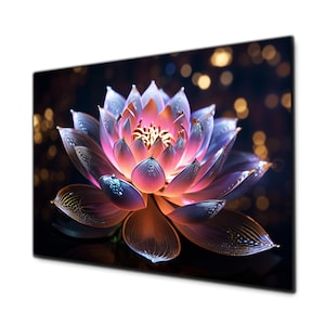 Tempered Glass Wall Art, Glass Printing, Large Glass Wall Art, Lotus Wall Art, Photo on Glass, Glass Picture, Pink Lotus Flower Wall Art