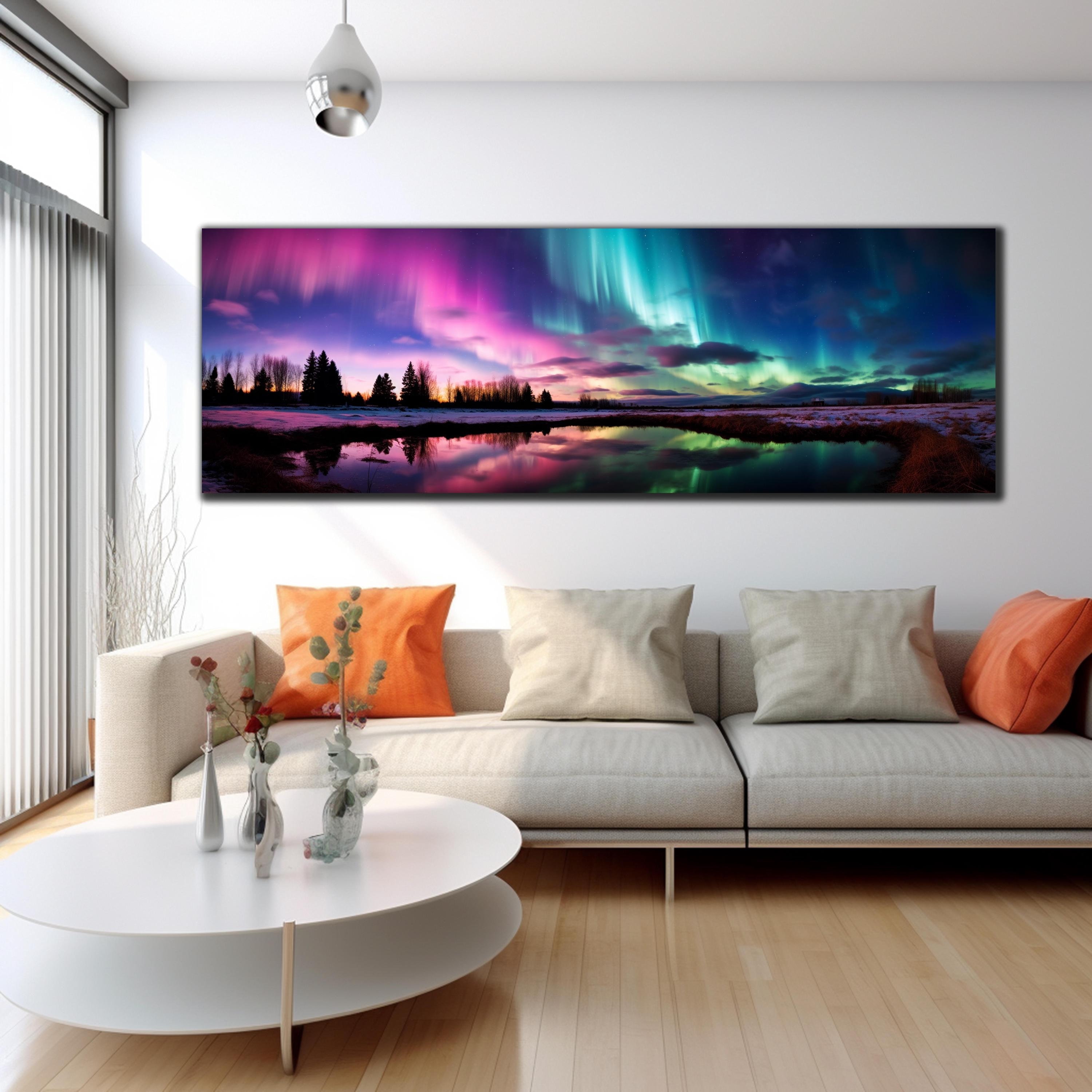 Northern Lights Wall Art, Tempered Glass Wall Art,Panoramic Wall Art, Glass Printing, Aurora Wall Art, Aurora Borealis, Large Glass Wall Art