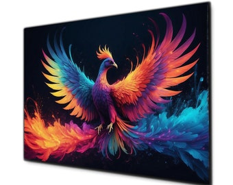Tempered Glass Wall Art,Phoenix Wall Art, Phoenix Bird,Fantasy Glass Art,Glass Printing,Large Wall Art,Phoenix Wall Decor,Stained Glass Bird