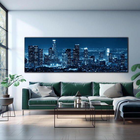 Los Angeles Skyline Glass Wall Art, City Lights Tempered Glass Wall Art,Panoramic Wall Art,Glass Printing,Large Glass Wall Art,Wall Hangings