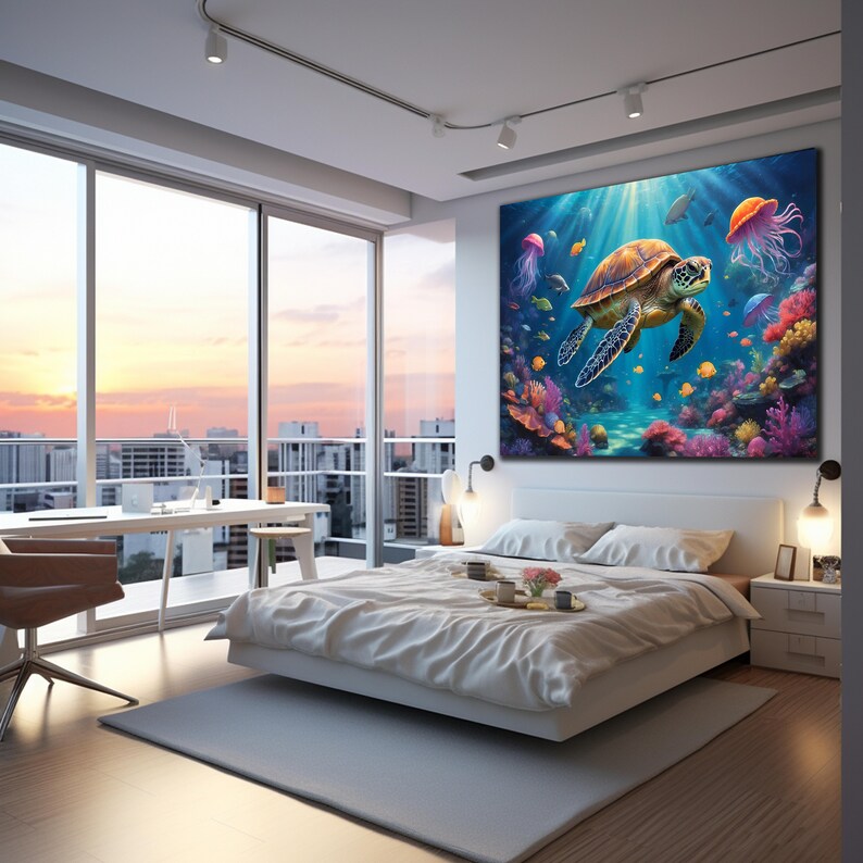 Tempered Glass Wall Art,sea Turtle Wall Art,glass Printing, Large Wall