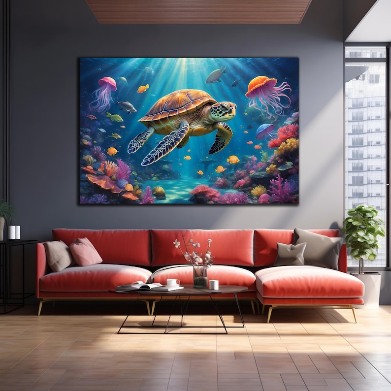 Tempered Glass Wall Art,sea Turtle Wall Art,glass Printing, Large Wall