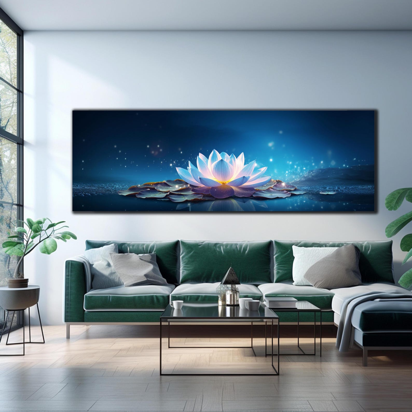Lotus Flower Wall Art, Tempered Glass Wall Art, Panoramic Wall Art ...