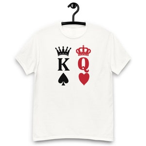 Set di magliette abbinate Re e Regina - Re di picche e Regina di cuori - Magliette per coppie di amanti dei giochi di carte - Divertente regalo di anniversario