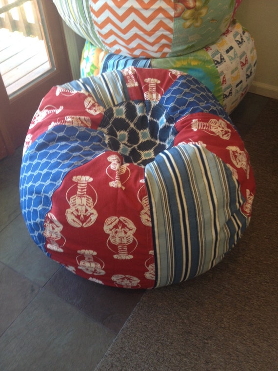 Maine Lobster Nautical Bean Bag chair with stripes rope print Etsy