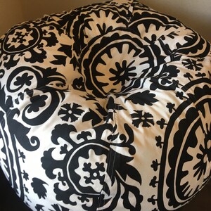 Bold Black and White Suzani print bean bag chair Cover and Liner without filling image 8