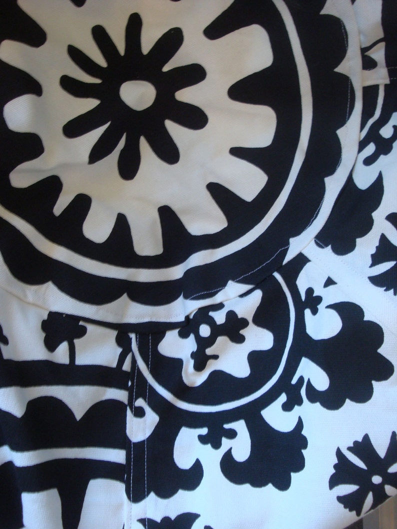 Bold Black and White Suzani print bean bag chair Cover and Liner without filling image 5