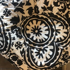 Bold Black and White Suzani print bean bag chair Cover and Liner without filling image 10