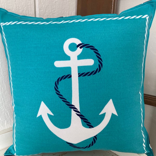 Blue Anchor Pillow Etsy