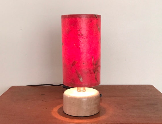 red bedside lamp