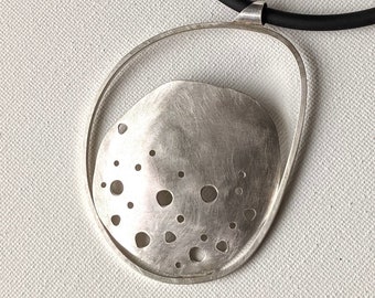 In Stock - Ships Today! Industrial oval pendant, sterling silver, statement necklace