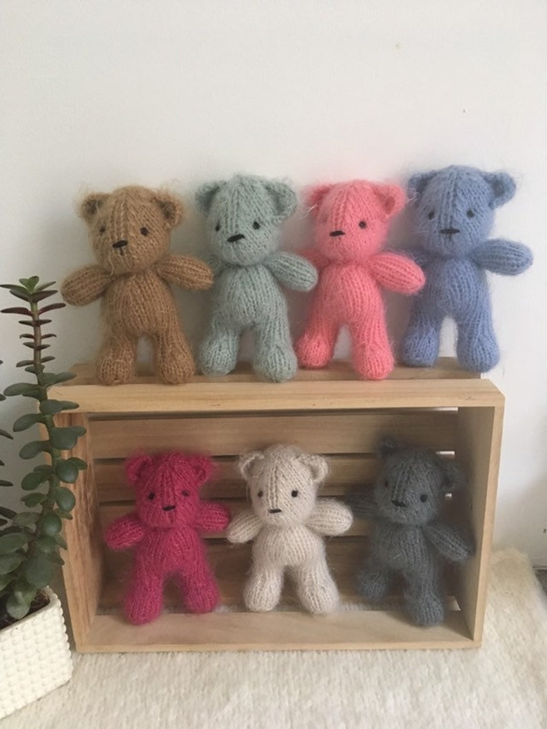 Hand knit small teddy bear newborn photography prop | Etsy