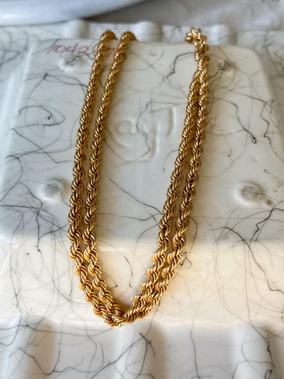 Vintage Super Chunky Rope Chain 14k Yellow Gold Chain 30 Inch Necklace