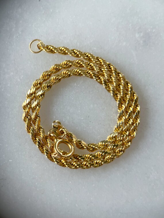Vintage Rope Chain 14k Yellow Gold Bracelet