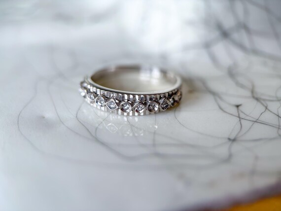 Various Vintage Natural Diamond 18k White Gold Rings View 5