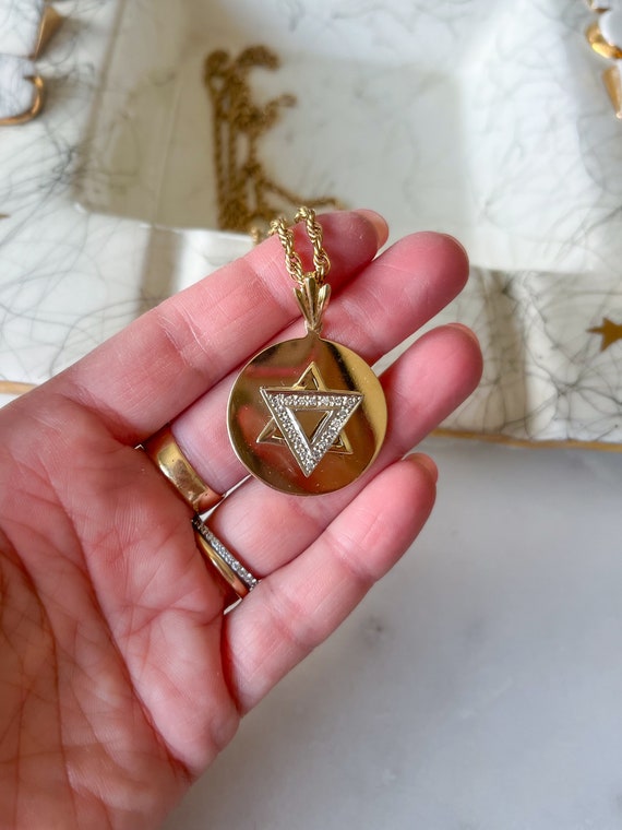 Large, Vintage Diamond Star of David 14k Yellow G… - image 3